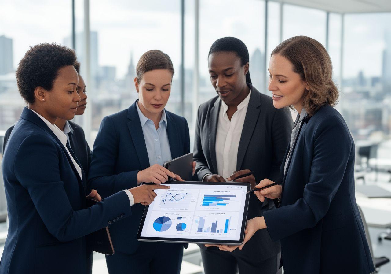 Team discussing workforce strategy in a modern office
